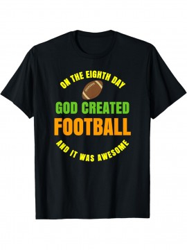 Football Slogan Print Cotton T-Shirt - Casual Crew Neck, Stretch Fit for All Seasons, Machine Washable