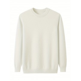 1pc HDW Men'S Casual Viscose Sweater - Crew Neck, Solid Color, Loose Fit, Knit Fabric with Slight Stretch, Regular Style 1pc HDW Men'S Casual Viscose Sweater - Crew Neck, Solid Color, Loose Fit, Knit Fabric with Slight Stretch, Regular Style