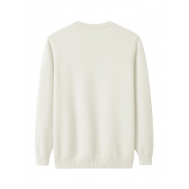 1pc HDW Men'S Casual Viscose Sweater - Crew Neck, Solid Color, Loose Fit, Knit Fabric with Slight Stretch, Regular Style 1pc HDW Men'S Casual Viscose Sweater - Crew Neck, Solid Color, Loose Fit, Knit Fabric with Slight Stretch, Regular Style
