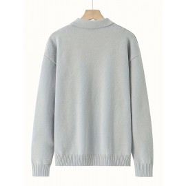 Men'S Casual Solid Color Button-Design Sweater | 100% Polyester Knit Fabric | Medium Stretch | Polo Collar | Loose Fit | Fall/Winter Collection Men'S Casual Solid Color Button-Design Sweater | 100% Polyester Knit Fabric | Medium Stretch | Polo Collar | Loose Fit | Fall/Winter Collection