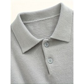 Men'S Casual Solid Color Button-Design Sweater | 100% Polyester Knit Fabric | Medium Stretch | Polo Collar | Loose Fit | Fall/Winter Collection Men'S Casual Solid Color Button-Design Sweater | 100% Polyester Knit Fabric | Medium Stretch | Polo Collar | Loose Fit | Fall/Winter Collection