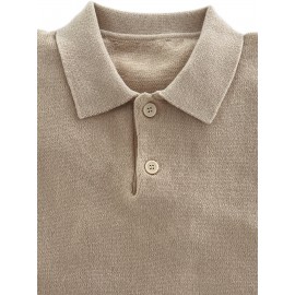 Men'S Casual Solid Color Button-Design Sweater | 100% Polyester Knit Fabric | Medium Stretch | Polo Collar | Loose Fit | Fall/Winter Collection Men'S Casual Solid Color Button-Design Sweater | 100% Polyester Knit Fabric | Medium Stretch | Polo Collar | Loose Fit | Fall/Winter Collection