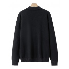 Men'S Casual Solid Color Button-Design Sweater | 100% Polyester Knit Fabric | Medium Stretch | Polo Collar | Loose Fit | Fall/Winter Collection Men'S Casual Solid Color Button-Design Sweater | 100% Polyester Knit Fabric | Medium Stretch | Polo Collar | Loose Fit | Fall/Winter Collection