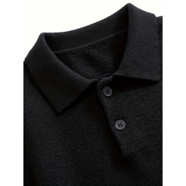 Men'S Casual Solid Color Button-Design Sweater | 100% Polyester Knit Fabric | Medium Stretch | Polo Collar | Loose Fit | Fall/Winter Collection Men'S Casual Solid Color Button-Design Sweater | 100% Polyester Knit Fabric | Medium Stretch | Polo Collar | Loose Fit | Fall/Winter Collection