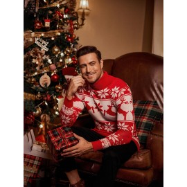 Men's Slim Fit Turtleneck Sweater - Casual Solid Color Knit Pullover for Fall/Winter, Polyester Blend, Best for Christmas