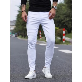 Men's Solid Slim Fit Pants For Outdoor Daily Life, Trend Casual Trousers For Males Men's Solid Slim Fit Pants For Outdoor Daily Life, Trend Casual Trousers For Males