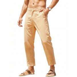 Men's Pants Slim Fit Yoga Beach Pants with Pockets Elastic Waist Lightweight Casual Pants