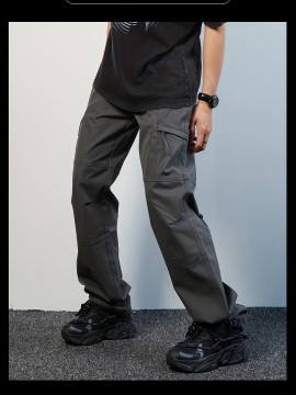 Versatile straight black assault pants for men and women, outdoor waterproof mountaineering wide-leg pants, loose casual large size overalls