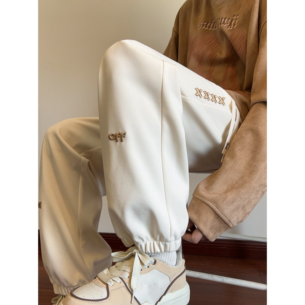 Men's Casual Joggers with Embroidered Design - Comfy Drawstring Sweatpants for Spring & Fall, Versatile Loose Fit Men's Casual Joggers with Embroidered Design - Comfy Drawstring Sweatpants for Spring & Fall, Versatile Loose Fit