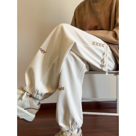 Men's Casual Joggers with Embroidered Design - Comfy Drawstring Sweatpants for Spring & Fall, Versatile Loose Fit Men's Casual Joggers with Embroidered Design - Comfy Drawstring Sweatpants for Spring & Fall, Versatile Loose Fit