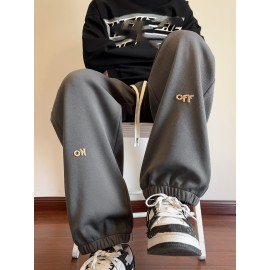 Men's Casual Joggers with Embroidered Design - Comfy Drawstring Sweatpants for Spring & Fall, Versatile Loose Fit Men's Casual Joggers with Embroidered Design - Comfy Drawstring Sweatpants for Spring & Fall, Versatile Loose Fit