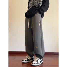 Men's Casual Joggers with Embroidered Design - Comfy Drawstring Sweatpants for Spring & Fall, Versatile Loose Fit Men's Casual Joggers with Embroidered Design - Comfy Drawstring Sweatpants for Spring & Fall, Versatile Loose Fit