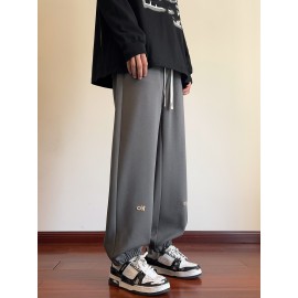 Men's Casual Joggers with Embroidered Design - Comfy Drawstring Sweatpants for Spring & Fall, Versatile Loose Fit Men's Casual Joggers with Embroidered Design - Comfy Drawstring Sweatpants for Spring & Fall, Versatile Loose Fit