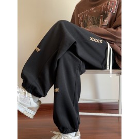 Men's Casual Joggers with Embroidered Design - Comfy Drawstring Sweatpants for Spring & Fall, Versatile Loose Fit Men's Casual Joggers with Embroidered Design - Comfy Drawstring Sweatpants for Spring & Fall, Versatile Loose Fit