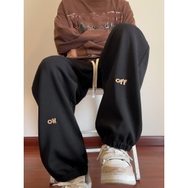 Men's Casual Joggers with Embroidered Design - Comfy Drawstring Sweatpants for Spring & Fall, Versatile Loose Fit Men's Casual Joggers with Embroidered Design - Comfy Drawstring Sweatpants for Spring & Fall, Versatile Loose Fit