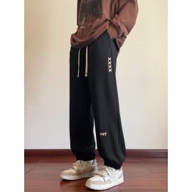 Men's Casual Joggers with Embroidered Design - Comfy Drawstring Sweatpants for Spring & Fall, Versatile Loose Fit Men's Casual Joggers with Embroidered Design - Comfy Drawstring Sweatpants for Spring & Fall, Versatile Loose Fit