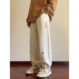 Men's Casual Joggers with Embroidered Design - Comfy Drawstring Sweatpants for Spring & Fall, Versatile Loose Fit Men's Casual Joggers with Embroidered Design - Comfy Drawstring Sweatpants for Spring & Fall, Versatile Loose Fit