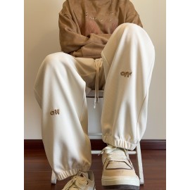 Men's Casual Joggers with Embroidered Design - Comfy Drawstring Sweatpants for Spring & Fall, Versatile Loose Fit Men's Casual Joggers with Embroidered Design - Comfy Drawstring Sweatpants for Spring & Fall, Versatile Loose Fit