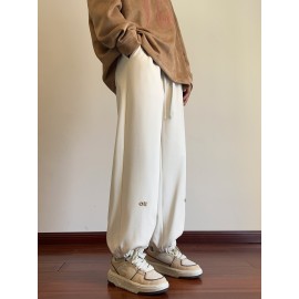 Men's Casual Joggers with Embroidered Design - Comfy Drawstring Sweatpants for Spring & Fall, Versatile Loose Fit Men's Casual Joggers with Embroidered Design - Comfy Drawstring Sweatpants for Spring & Fall, Versatile Loose Fit