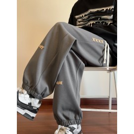 Men's Casual Joggers with Embroidered Design - Comfy Drawstring Sweatpants for Spring & Fall, Versatile Loose Fit Men's Casual Joggers with Embroidered Design - Comfy Drawstring Sweatpants for Spring & Fall, Versatile Loose Fit
