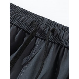 Men's Breathable Quick-Dry Casual Shorts with Zipper Pocket - Perfect for Fitness & Leisure, Machine Washable