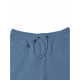 Men'S Casual Halloween-Themed Drawstring Shorts, Cotton Knit Fabric, Solid Color, Regular Fit, Elastic Waistband - Summer Leisure Pants