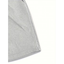 Men'S Halloween-Themed Cotton Shorts, Casual Drawstring Knit Fabric Shorts, Regular Fit, with Slight Stretch, Solid Color Design